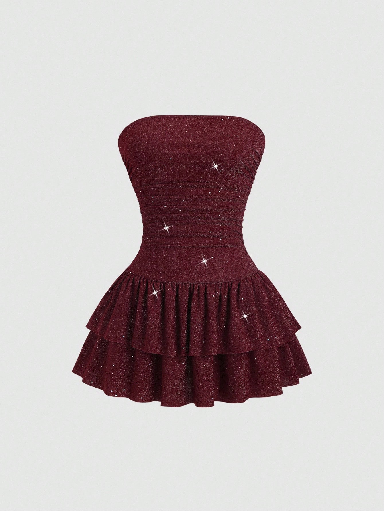 Strapless cinched waist mini dress