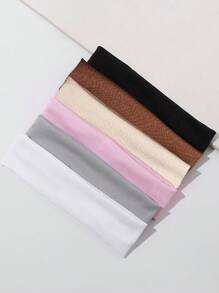 ROMWE 6pcs Solid Color Elastic Headbands, Suitable For Sports And Casual Use - Multicolor - View 4