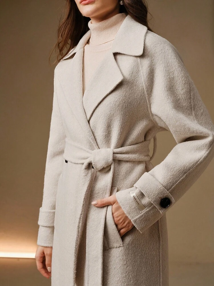 Women's Double-Breasted Wool Coat With Belt, Autumn/Winter