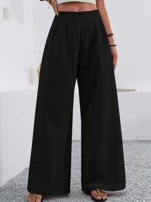 EMERY ROSE Pantalones anchos elegantes de unicolor, sueltos y con bolsillo