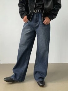 DAZY Jeans in denim blu scuro consumato, autunnali, da uomo