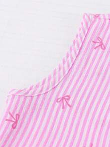 Sparklyn 2pcs Tween Girls Sleeveless Shirt With Bow Button And Elongated Pants Set - Pink - View 7