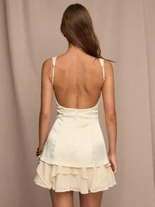 SHEIN BAE Đầm nữ màu mơ trơn, cổ tim, không tay, cài cúc đơn, xếp ly, kiểu dáng 2 trong 1, thanh lịch, thích hợp mặc đi ăn trưa, dự tiệc, hẹn hò, lễ hội, corset, kiểu cổ tích, dự tiệc cưới, trang phục mùa thu cho nữ, đầm thanh lịch cho nữ, ngày lễ tình nhân, trang phục Valentine cho nữ. - Màu be - Xem 2