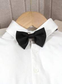 SHEIN 3pcs Baby Boys Gentleman Suit Set, Double-Breasted Vest + Casual Pants + Black Bowknot, Excluding Shirt, Fashion Elegant Stylish, Comfortable Fabric, Suitable For Spring/Autumn, Best For Daily, Party, Wedding, Christening, Performance, Events Fall Winter