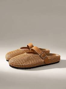 Solecia Women's Thick Sole Slip-On Mule Shoes, Closed Toe, Spring/Autumn For Christmas - Brown - View 2