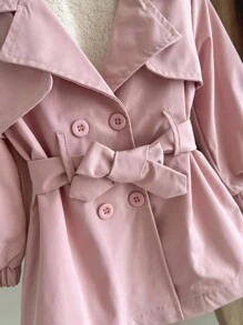SHEIN Baby Girl Infant Toddler Newborn 0-3 Years Old Autumn/Winter Versatile Daily All-Match British Style Lapel Trench Coat Fall