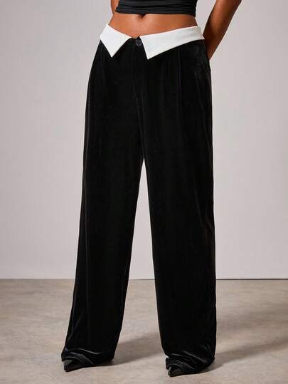 COSMINA 女士优雅撞色直筒裤，秋冬