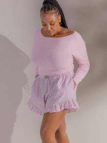 Aralina Curve Winter / 露肩针织毛衣 Y2K 街头服饰 斯德哥尔摩风格 - 粉色 - 查看 7