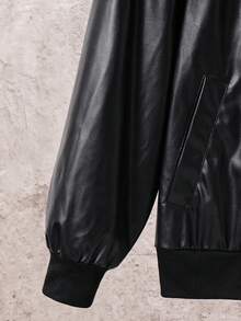 SHEIN 青少年男童休闲舒适纯色夹克,时尚又有型 - 黑色 - 查看 5