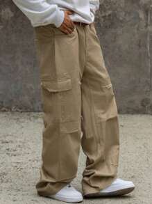 DAZY Autumn Distressed Cargo Pants For Men - Khaki - View 5