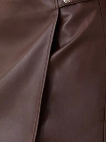 Nöista 时尚通勤纯色低腰裹身裙 - 咖啡棕 - 查看 5