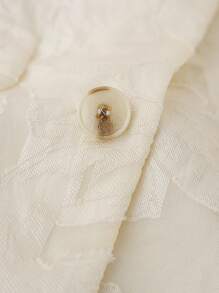 GlowEve Women's Jacquard Lapel NeckHalf Sleeve Single-Breasted Elegant Thin Blazer