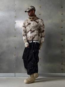 NEON BLANC 男士扎染休闲宽松圆领长袖毛衣，适合秋冬 - 軍綠色 - 查看 7