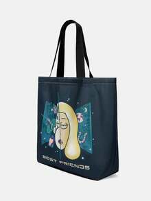 Rick and Morty X SHEIN Túi Tote, Balo thời trang tái sử dụng, Túi xách đa năng, Túi mua sắm vải canvas in - Nhiều màu - Xem 3