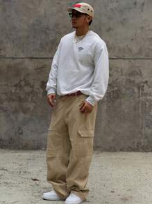 DAZY Autumn Distressed Cargo Pants For Men - Khaki - View 4