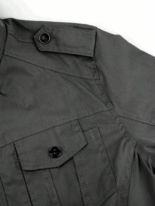 Manfinity Homme Men Casual Multi-Pocket Cargo Jacket & Pants Set Men 2 Piece Set Black Motorcycle Clothes Men Men 2 Piece Set Man 2 Piece Set Sport Men Cargo Set, Fall - Black - View 5