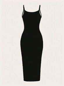 SHEIN EZwear 休闲简约蓝色热带花卉印花紧身长裙，适合夏季 - 彩色 - 查看 4