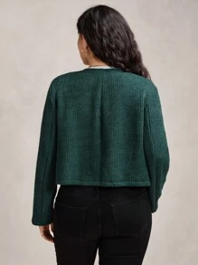 Zelara 大码休闲纯色针织夹克