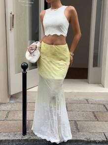 SHEIN EZwear 2025 Women's Casual Fashionable Fairycore Graphic Sexy Solid Color Jacquard Cropped Boho Tank Top, Summer Country Concert Vacation Top Going Out Tops Going Out Boho Women Western For Women - White - View 4