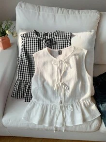 Comfortcana 2 pièces Chemise à carreaux et blouse blanche pour femmes grandes tailles, printemps/été
