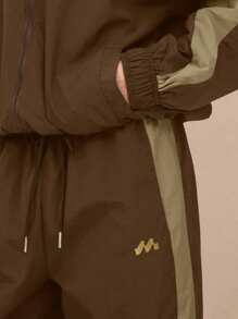 MUSERA Quần thể thao ống rộng bằng nylon, cạp chun, phối màu tương phản, chỉ bao gồm quần, thích hợp cho sân bay, phong cách thường ngày thanh lịch mùa hè. - màu nâu - Xem 5