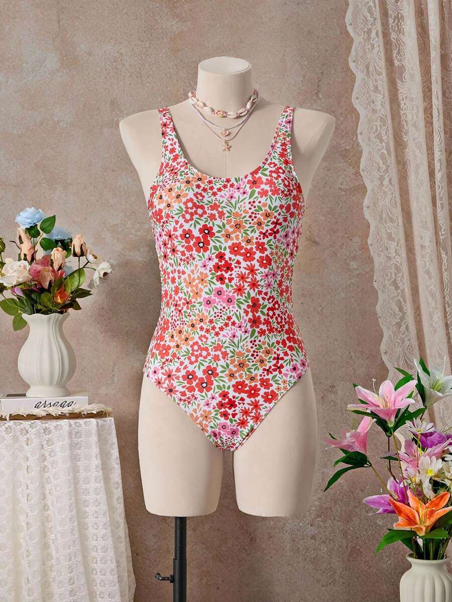 Bellisia Bộ đồ bơi một mảnh buộc dây lưng mùa hè cho nữ, họa tiết hoa nhỏ ngẫu nhiên - Nhiều màu - Xem 1