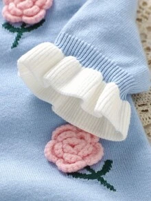 SHEIN 1pc Baby Blue Ruffled Collar Floral Decor Long Sleeve Romper, Fashionable & Sweet Style Baby Girl Romper Baby Girl Sweater Romper Baby Girl Long Sleeve Romper Winter Baby Girl Romper Baby Flower Romper Baby Girls Winter Clothes Baby Girls Fall Clothes Baby Girl Fall Outfits Baby Sweater Romper Baby Girl Flower Outfit Winter Baby Girl Clothes Blueberry Baby Outfit - Blue - View 6