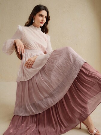 Anewsta Vestido de manga larga de longitud media, casual, elegante y de moda para mujeres