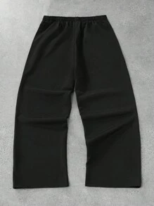 ROMWE MEN Goth Quần nỉ ống đứng dáng rộng thoải mái cho nam họa tiết hoa tối màu, quần thể thao thoải mái - màu đen - Xem 2