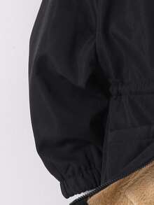 SHEIN Young Boys Casual Everyday Versatile Comfortable Thermal Lined Loose Hooded Thick Jacket, Suitable For School, Garden, Beach, Birthday In Spring, Summer, Fall, Winter