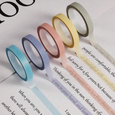 5/10Pcs Transparent Fluorescent Highlighter Tape 5 Color Book Annotation Sticker Reading Marker Calendar Label Ultra Thin Pastel Index Tabs PET Transparent Adhesive Note Office Study Supplies Organization Planner Journal DIY Scrapbooking Stationery Aesthetic