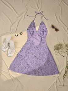 Váy yếm hở lưng buộc dây họa tiết hoa nhỏ xinh - Nhiều màu - Xem 2