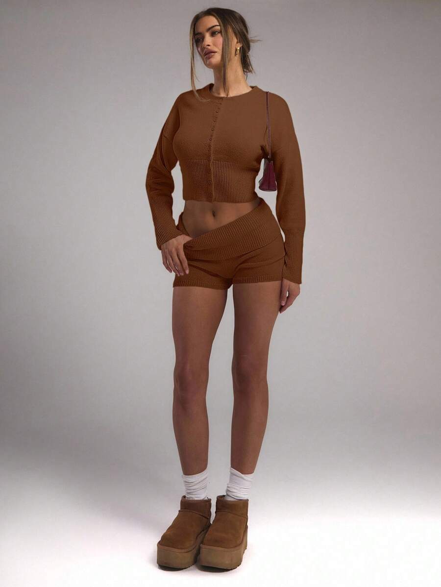 MUSERA Áo khoác cardigan dệt kim cài cúc tay dài, kiểu dáng cổ điển, dễ thương, thích hợp cho kỳ nghỉ hè, sân bay, du lịch, mùa đông, công sở, phong cách mùa đông. - Màu nâu Sô-cô-la - Xem 1