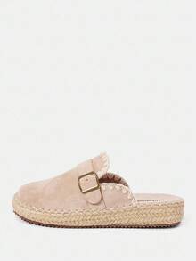 Styleloop Giày lười dệt đế xuồng và đế xuồng dành cho nữ, phong cách Bohemian - Màu be - Xem 11