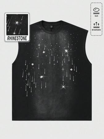 Street Life Men's Sparkling Diamond Washed Loose Tank Top