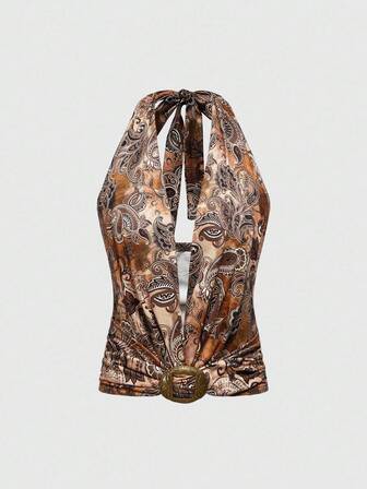 Hippie Vintage Trägertop mit Cashewblumen-Muster für Frauen