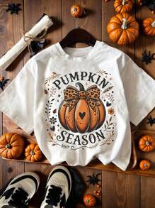 EMERY ROSE Plus-Size Ladies' Halloween Pumpkin Creative Printed Round-Neck T-Shirt - White - View 1
