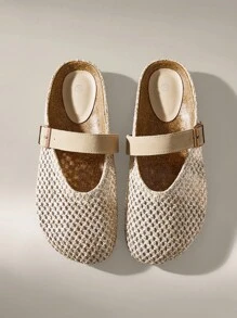 Solecia Giày lười đế dày mới mùa xuân/thu, giày nữ mũi kín - Màu Khaki - Xem 6