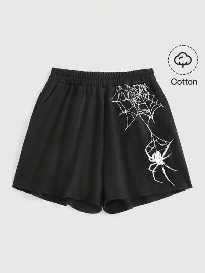 Grunge Punk Women Plus Size Casual Shorts, Suitable For Summer