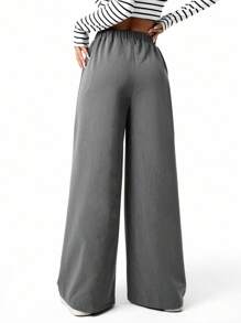Sparklyn 少女休闲优雅阔腿灰色裤子