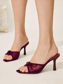 CUCCOO CHICEST 女士金色带方头高跟凉鞋 - 酒紅色 - 查看 5