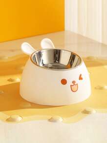 PETSIN 1个宠物不锈钢碗 小兔形单碗喂食斜颈保护碗 猫食餐具 猫碗 狗碗 防滑防倾倒食具 宠物碗 宠物用品 - 兔子 - 查看 12