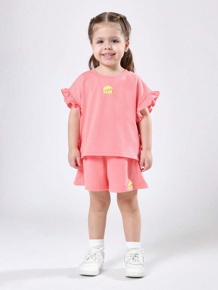 Ruffle Sleeve T-Shirt With Matching Shorts Set
