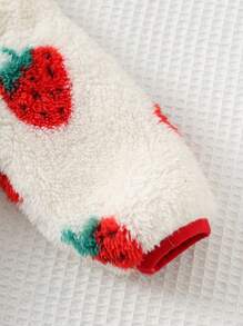 Baby Girl Strawberry Pattern Thermal Lined Thick Long Sleeve Jacket Strawberry Baby Jacket Baby Girl Strawberry Jacket Baby Fleece Jacket Strawberry Print Strawberry Baby Clothes,In Fall/Winter - Red - View 8