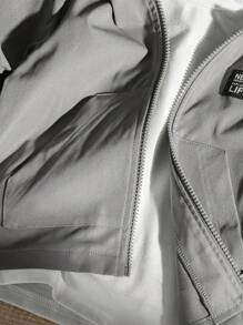 SHEIN Genkimix Kids Young Boy Casual Daily Street Chic Letter Graphic Zip-Up Hooded Jacket, Autumn Fall Winter