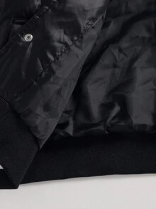 SHEIN 1pc Young Boy Kids Casual Black & White Patchwork Long Sleeve Hooded Loose Cotton Jacket, Regular Fit, New Autumn/Winter Back To School Fall - Black and White - View 8