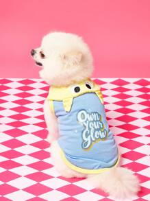 PETSIN Blue Light-Breathable Spring/Summer Cute Letter & Monster Ear Design Pet Vest Harness For Small/Medium Dogs