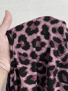 NU&NOW Plus Size Women's Sexy Leopard Print Criss-Cross Hollow Design Versatile Tight Fitting High Stretch Fabric Party Club Nightclub Short Sleeve Casual Top T-Shirt, Spring/Summer