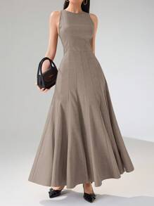 Heiryn 女士通勤休闲雨伞印花长裙 - 灰色 - 查看 2