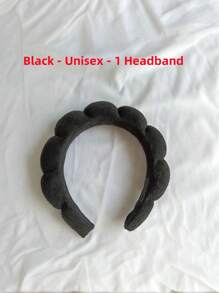 1 件装海绵头带腕带瑜伽跑步护肤保湿吸湿发带面膜清洁运动中性健身美容配件时尚健身房自我护理浴室必需品发饰运动器材 - 黑色 - 查看 10